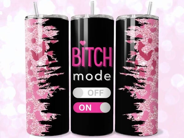 RVS “Bitch Mode” Tumbler 20 oz – Voor Warme & Koude Dranken 💖✨