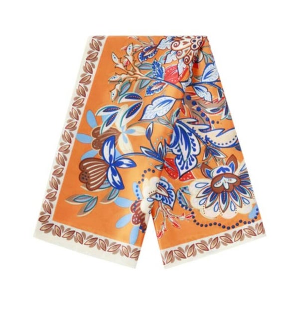 Statement sjaaltjes - bloemenprint oranje
