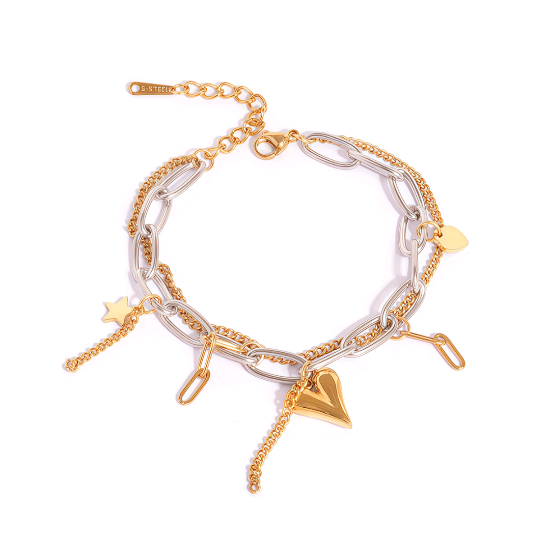 Statement armband bedel - Goud/Zilver