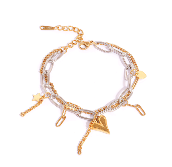 Statement armband bedel - Goud/Zilver