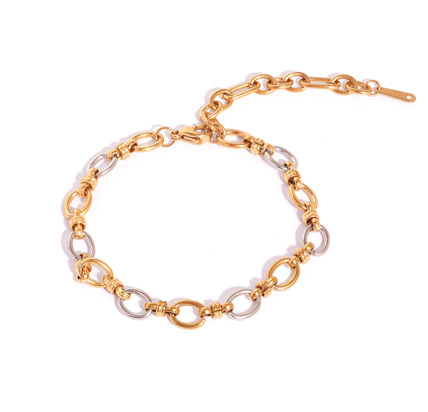 Armband ronde schakel - Goud/Zilver
