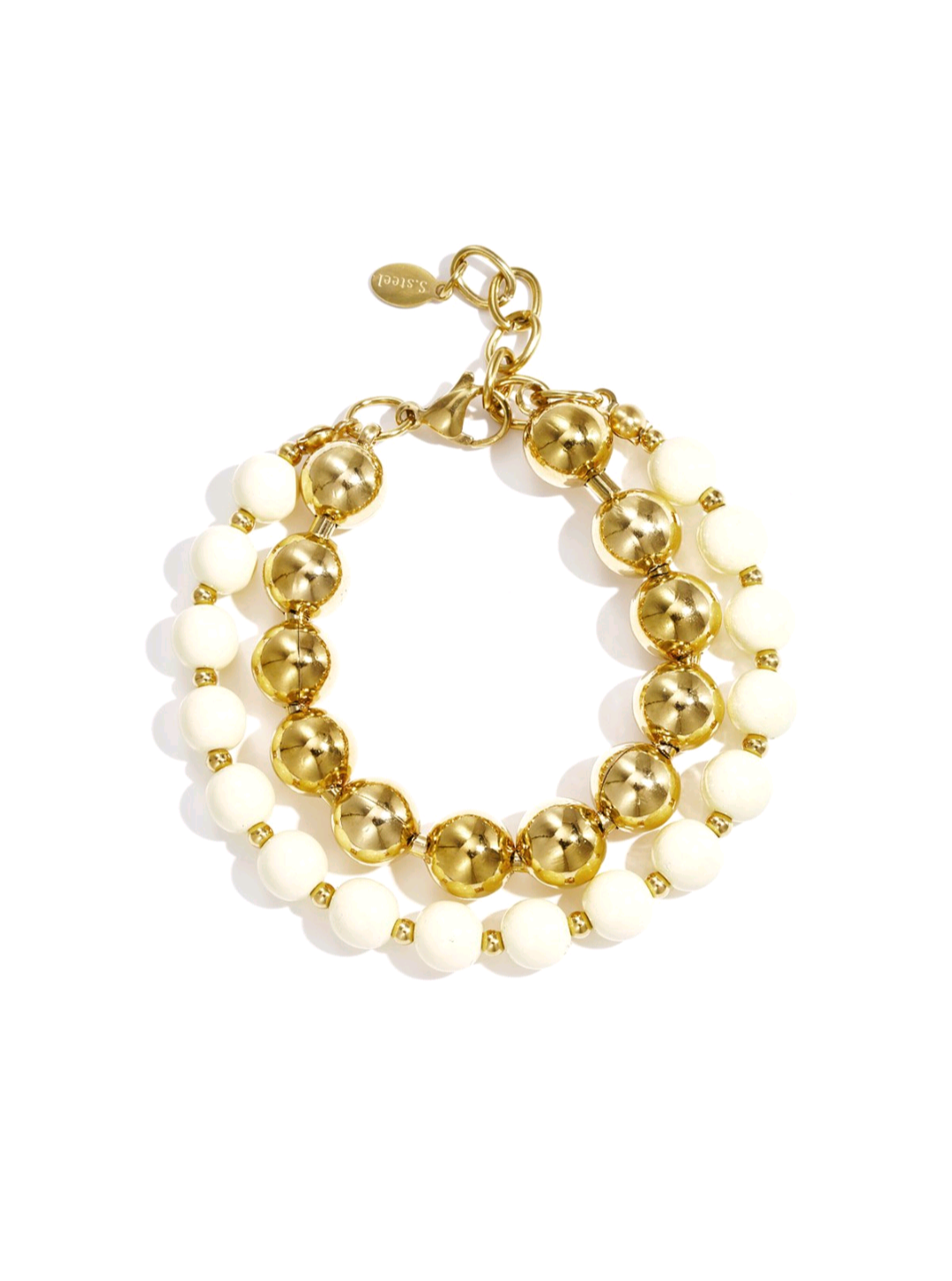 Gekoppelde kralen armband - Wit