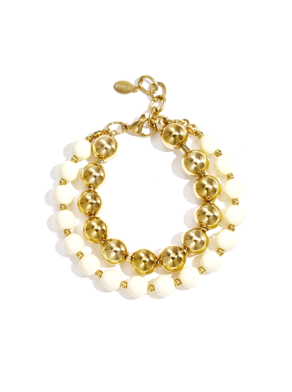 Gekoppelde kralen armband - Wit