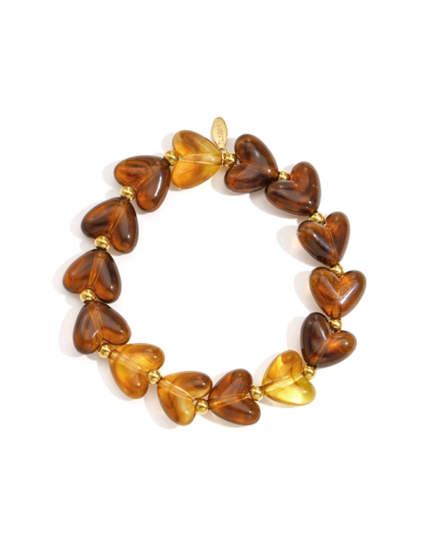 Hartjes armband - Bruin