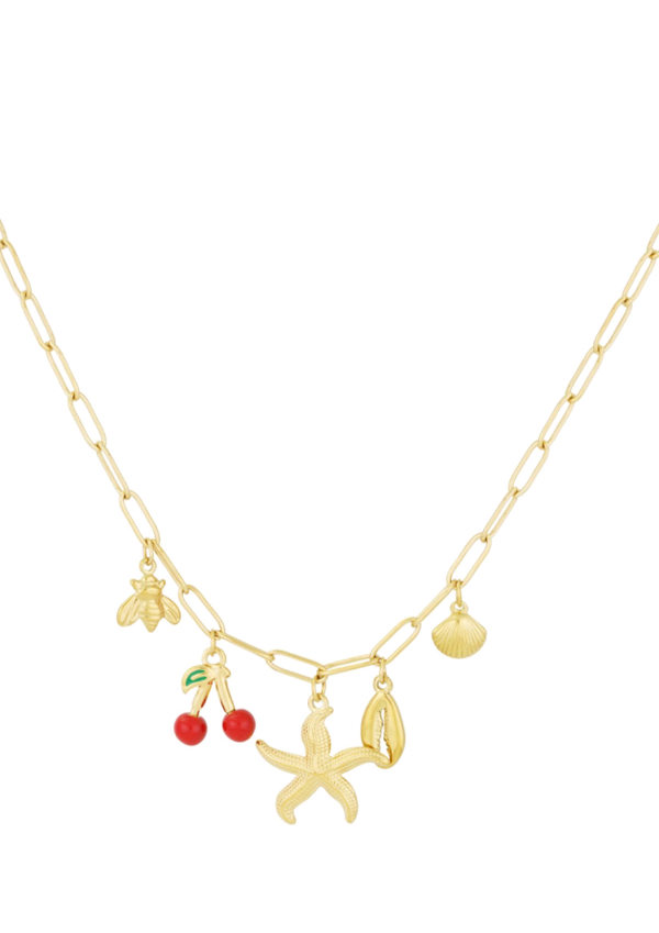 Charm cherry ketting - Goud