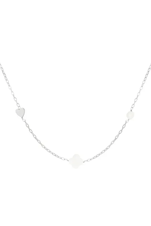 Ketting hart klaver zeeschelp - zilver