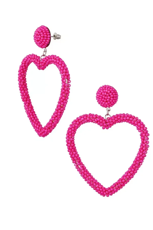 Oorbellen kralen candy fuchsia