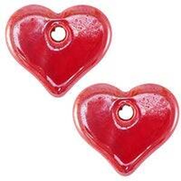Keramiek hartjes groot - Red