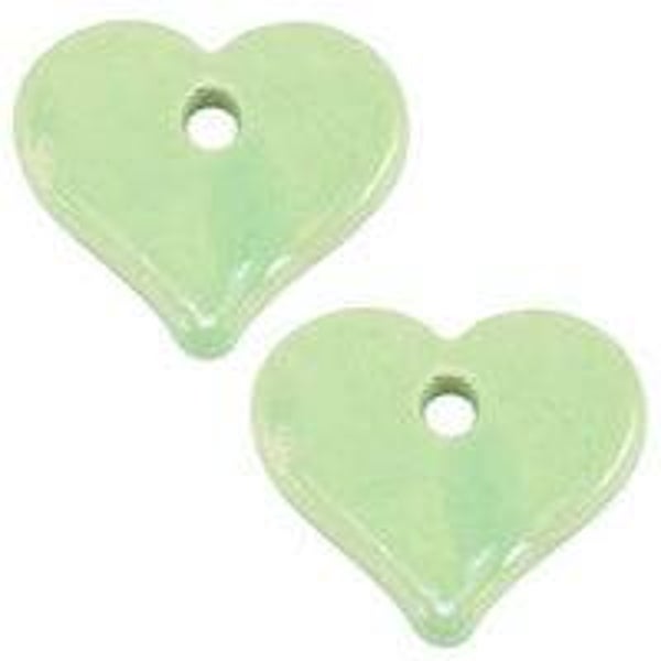 Keramiek hartjes groot - Light green