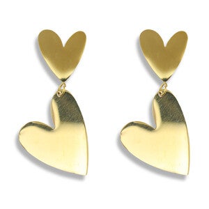 Dubbele hart oorbellen - Goud