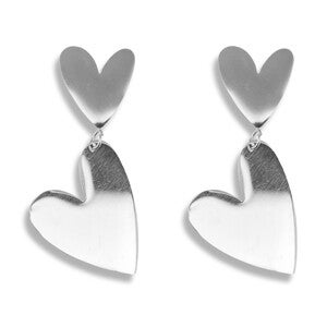 Dubbele hart oorbellen - Zilver