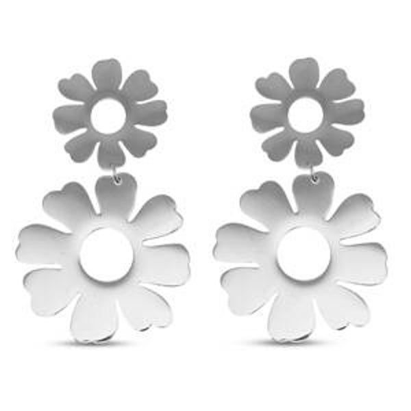 Dubbele bloem oorbellen - Zilver