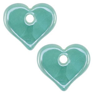 Keramiek hartjes groot - Turquoise