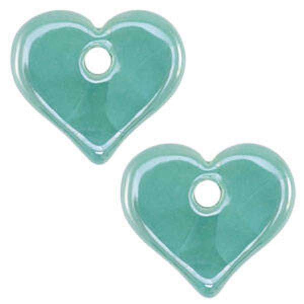 Keramiek hartjes groot - Turquoise