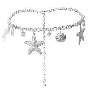 Heupketting zee met imitatie parels - Zilver