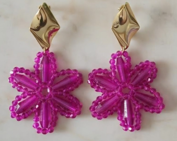 Blossom oorbellen - Fuchsia