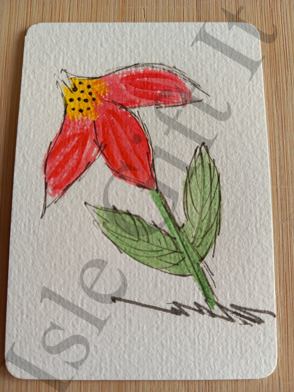 ACEO Flower - Acrylic Paint & Line Pen
