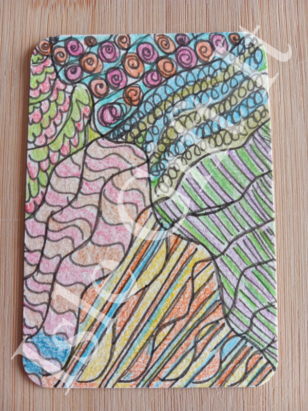 ACEO "Mazie Crazy" - Coloured Pencil & Line Pen