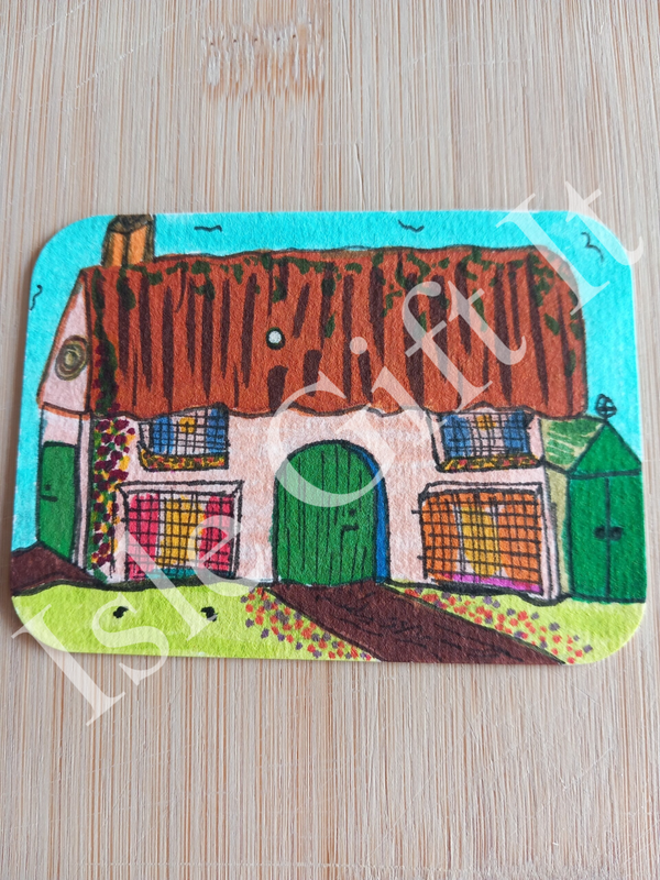 ACEO "Grandma Cottage" - Acrylic Markers & Lined Pen