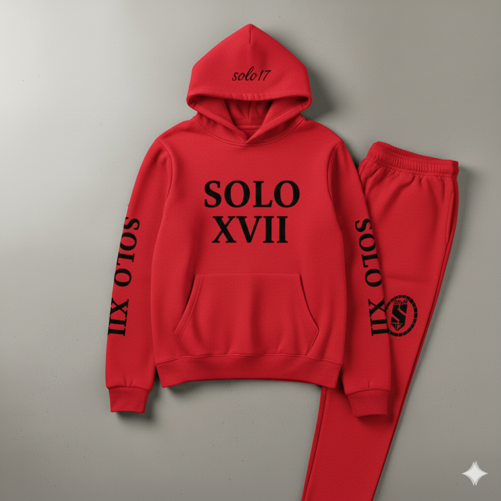 Solo XVII Crimson Emblem Sweatsuit – Power, Precision, and Signature Identity