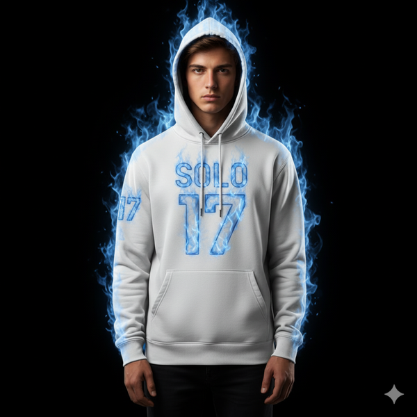 🔥 SOLO 17 White Flame Hoodie – Ignite Your Style