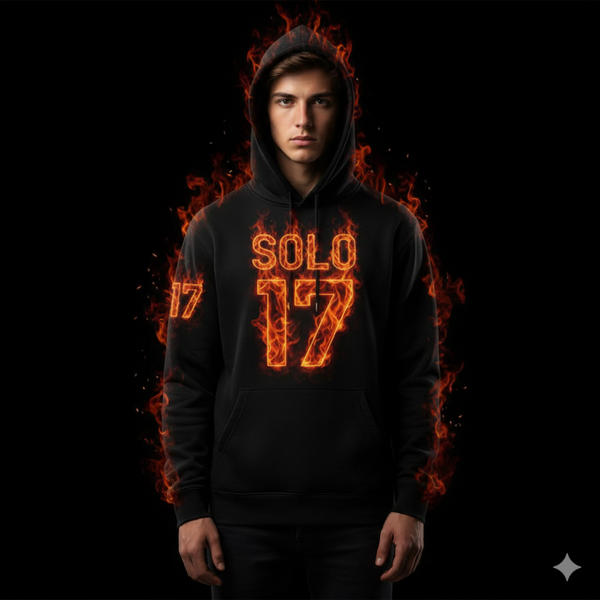 🔥 SOLO 17 Black Flame Hoodie – Born from Fire