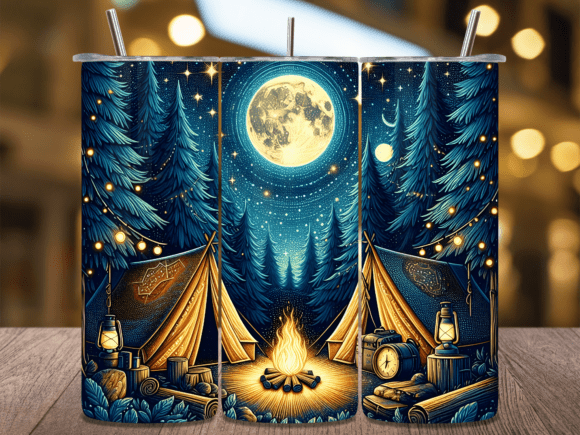 Full Moon- Camping 20 Oz Tumbler