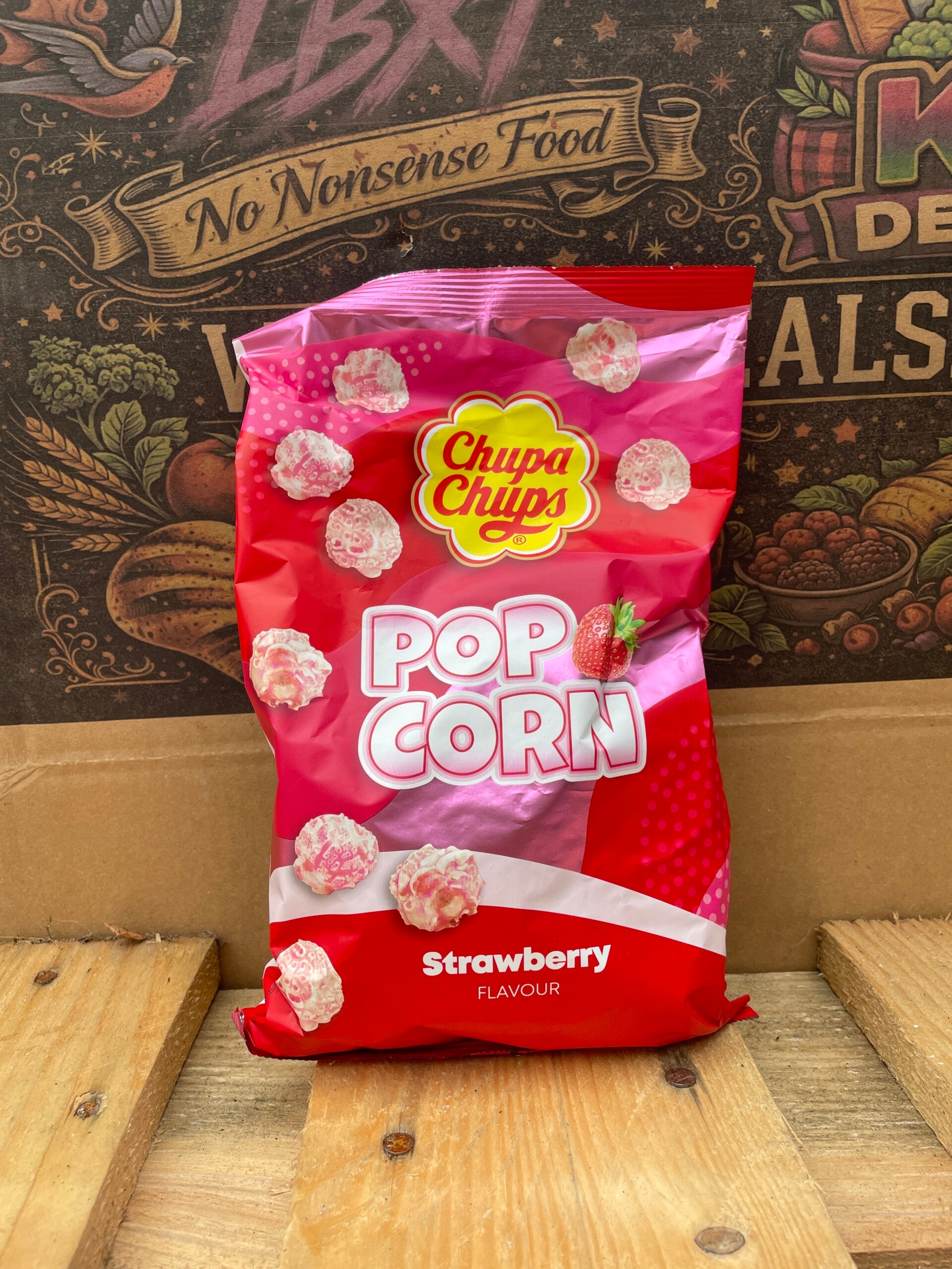 Chupa chups popcorn aardbei