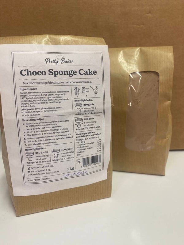 Luchtige chocolade cake mix 1kg (biscuit-mix)