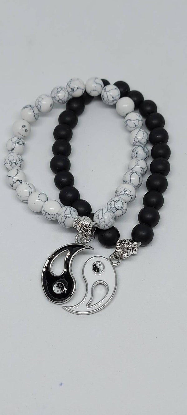 Yin & Yang armband met Onyx & Howliet