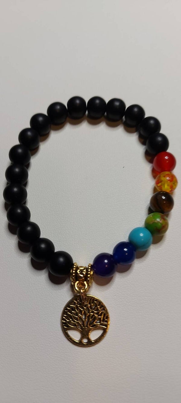 Chakra armband met zwarte Onyx