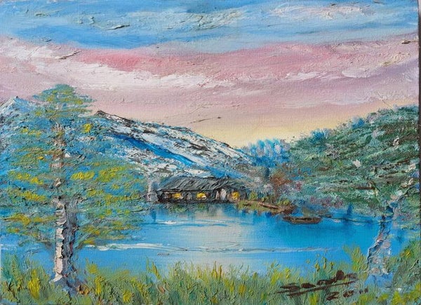 Bergsee mit Hütte 1