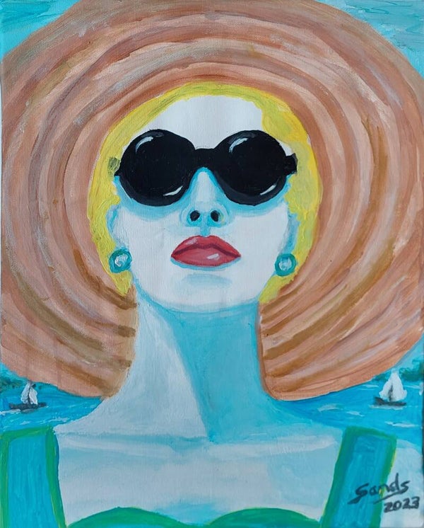 Frau mit Sonnenbrille und Hut A3
