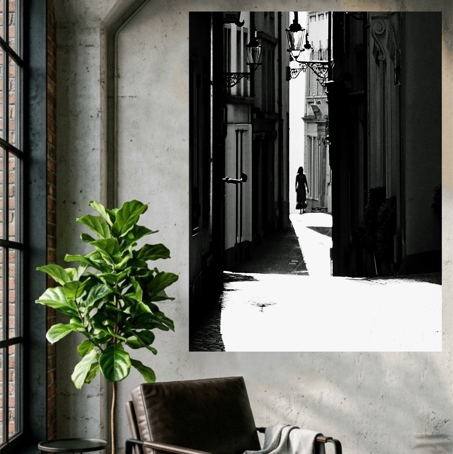 Silhouette in der Gasse Poster
