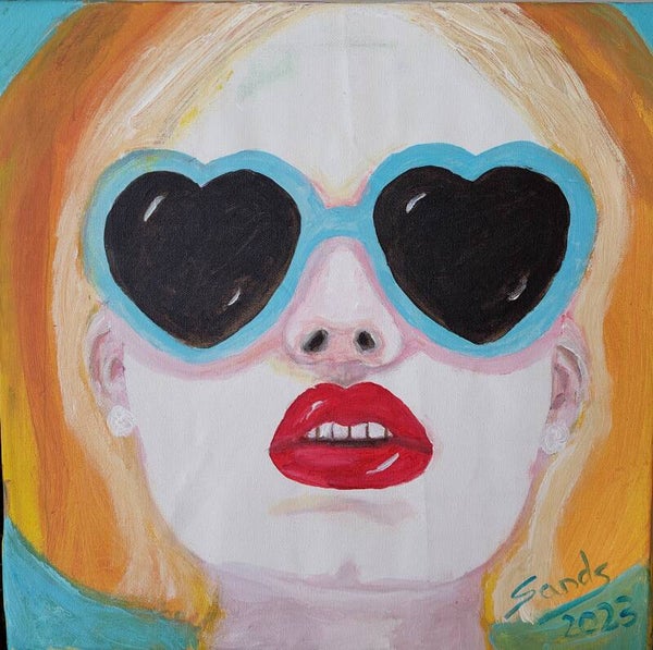 Frau mit Herzbrille A3