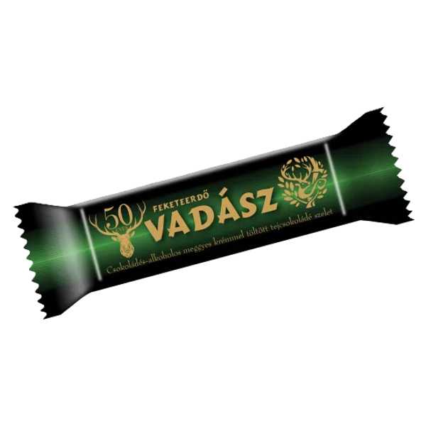 Vadász Feketeerdő csokoládés-alkoholos meggyes krémmel töltött tejcsokoládé szelet