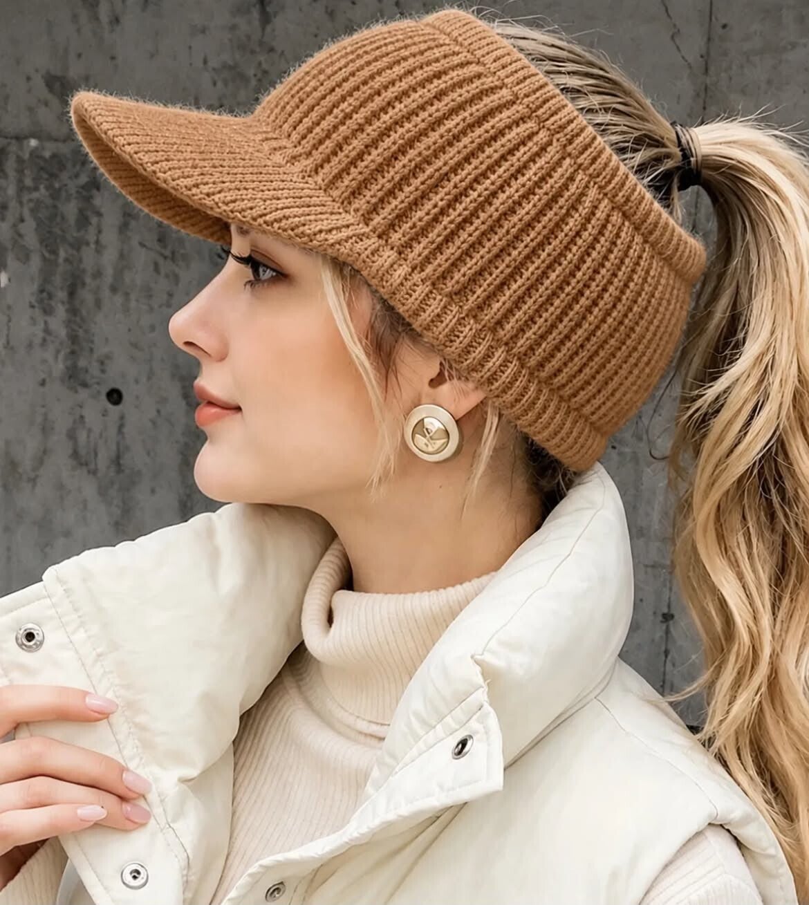 Gebreide camel petje