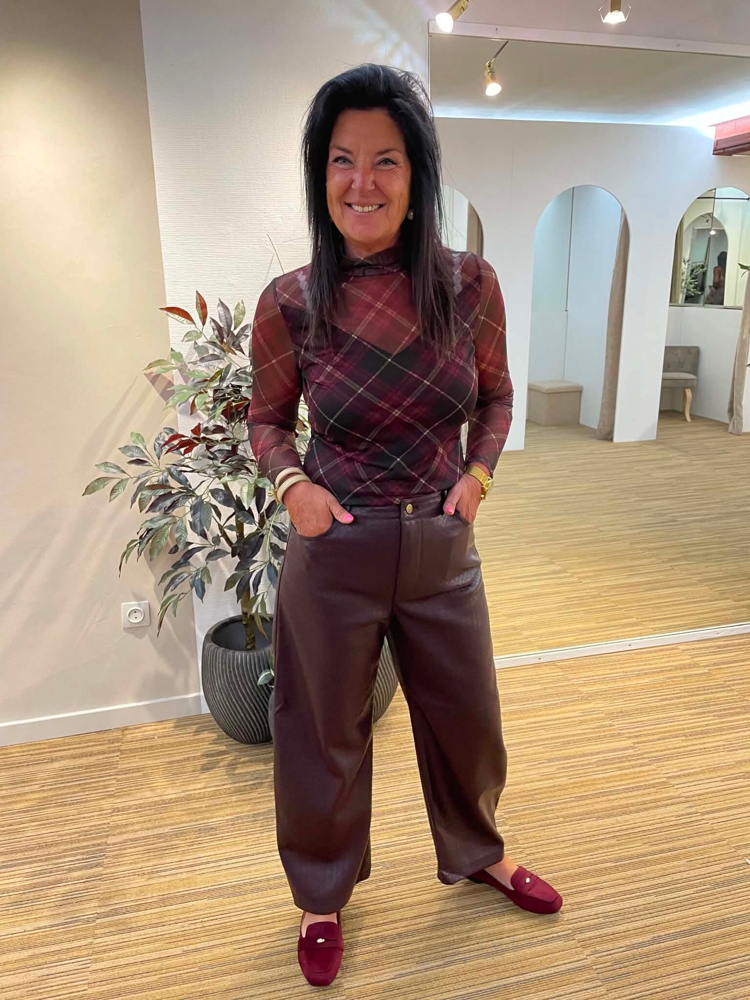Leren ballon Bordeaux broek