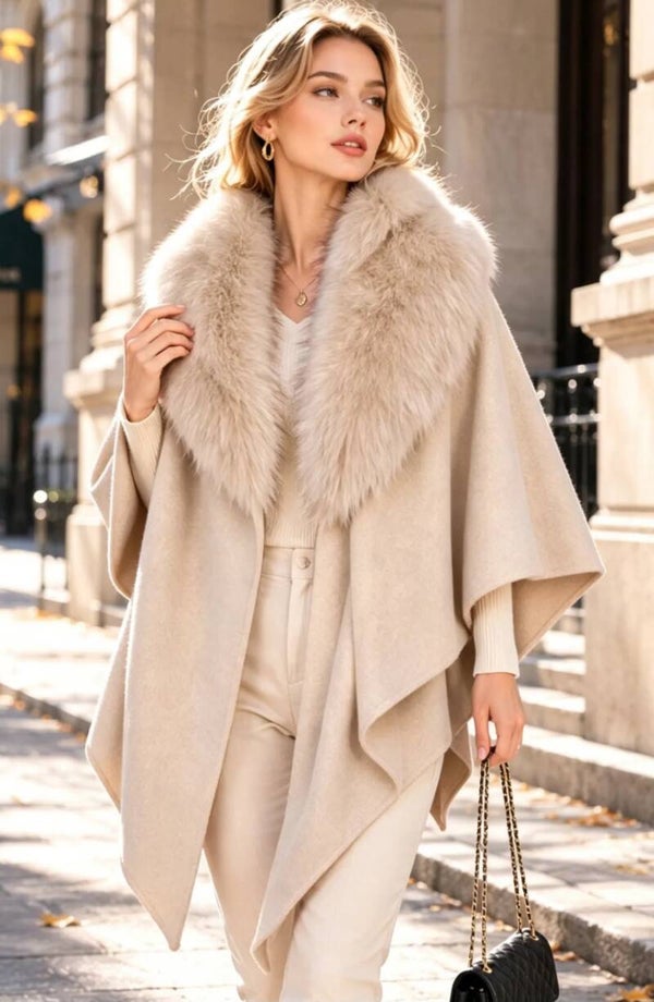 Beige poncho
