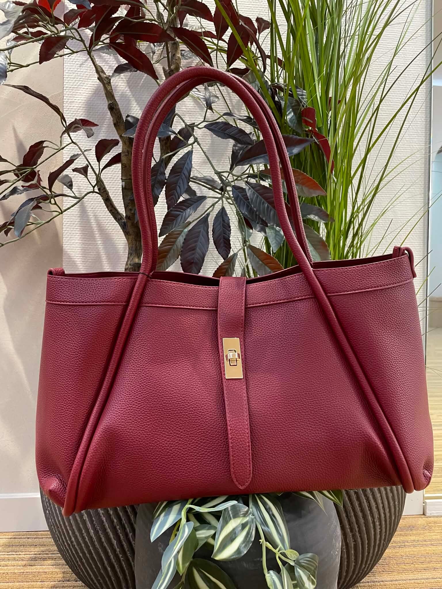 Bordeaux leer handtas
