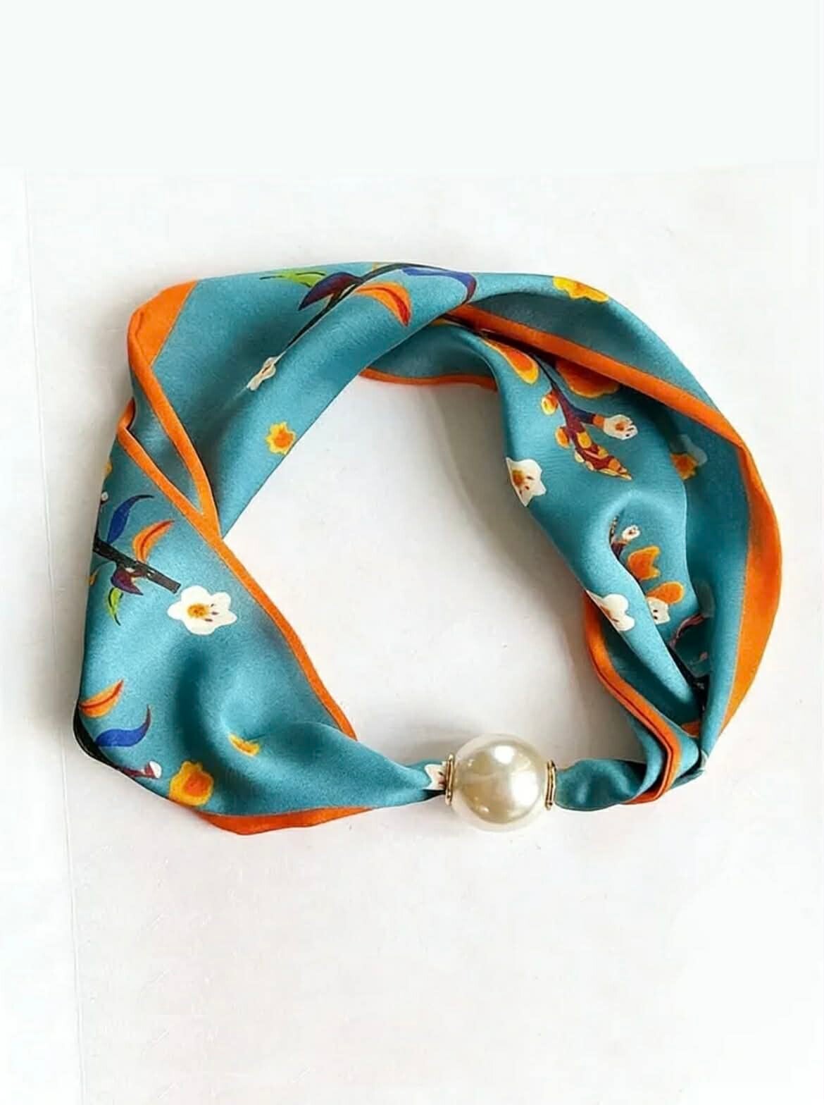 Blauw/Oranje bloemetjes 028