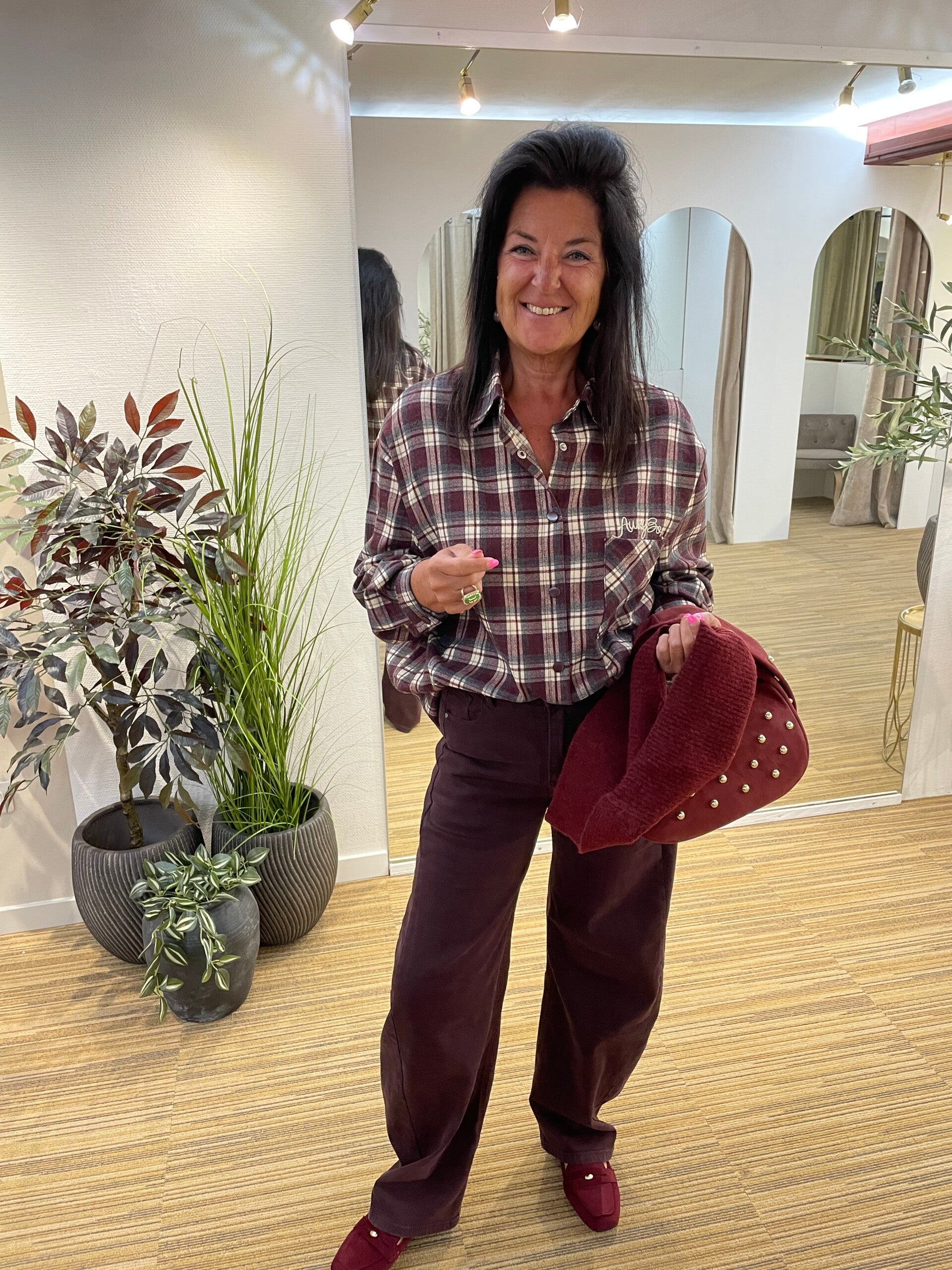 Flanel bordeaux bloes ( geruite)