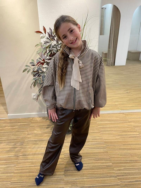 Beige geruite bomber jasje