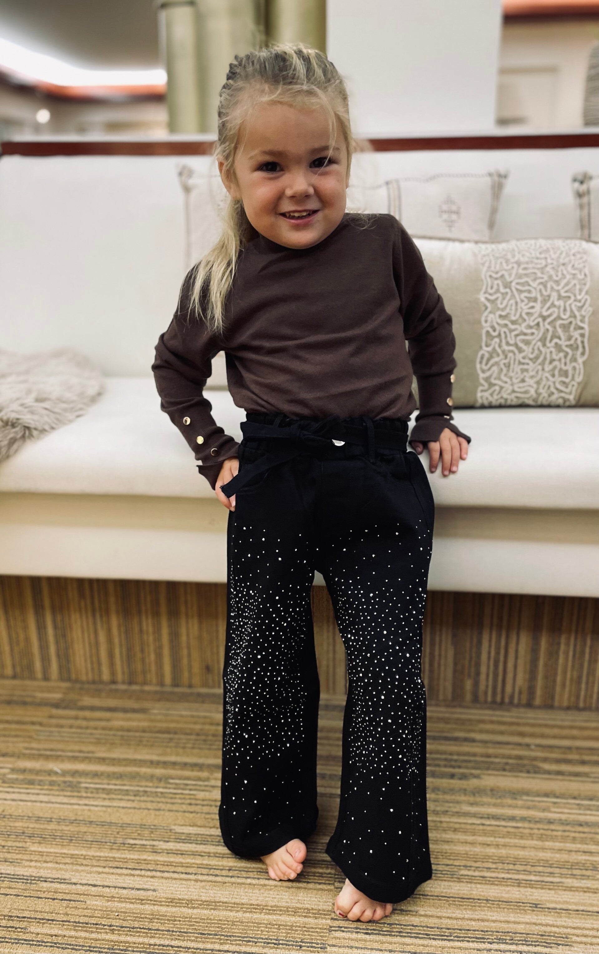 Zwarte glitter broek