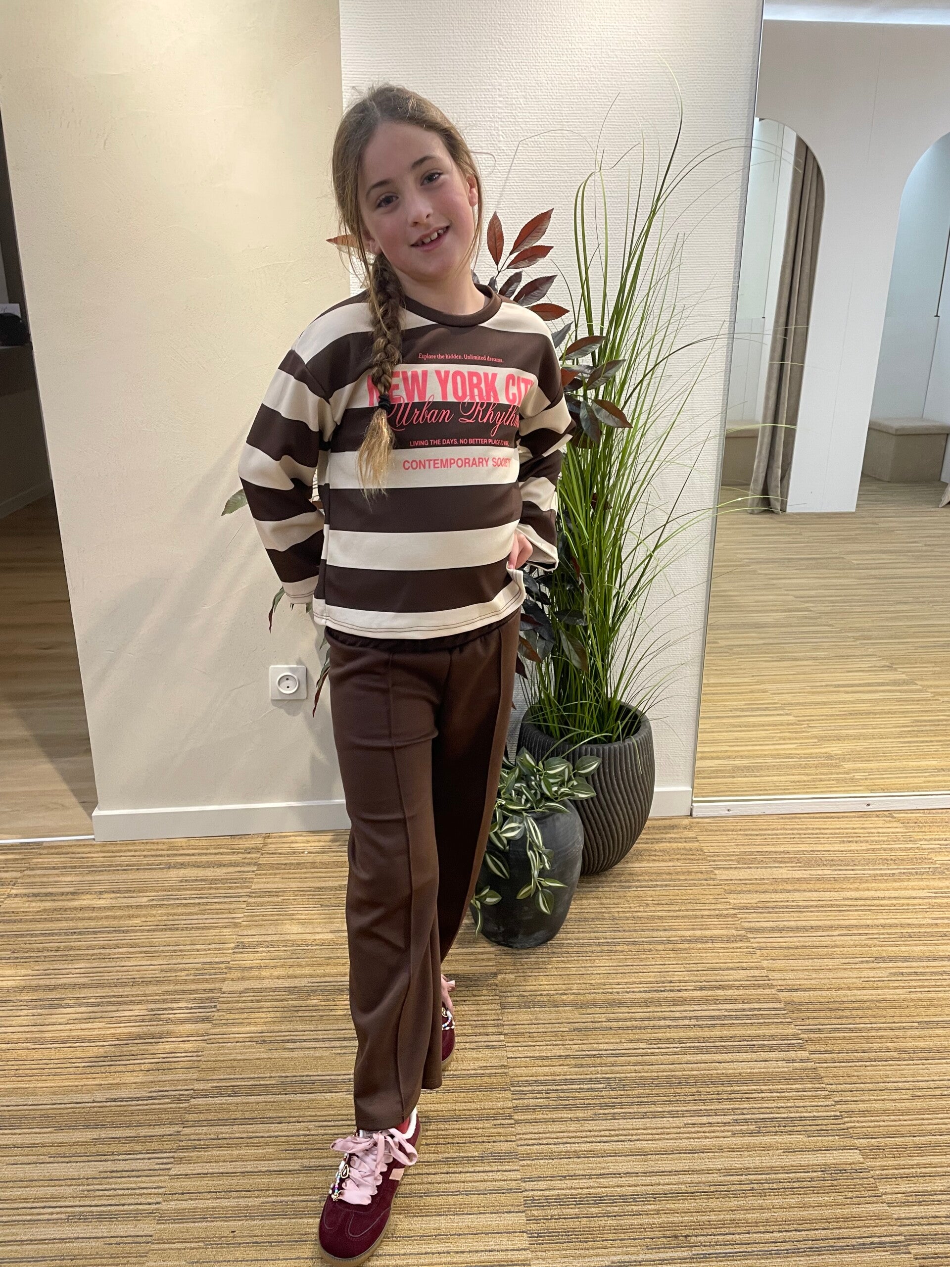 Chocolade bruine gestreepte set