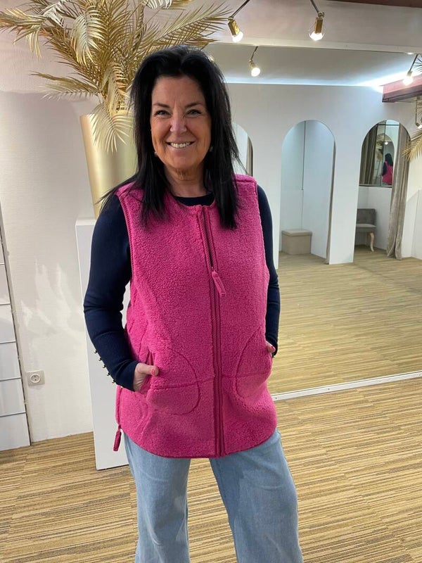Lange bodywarmer roze