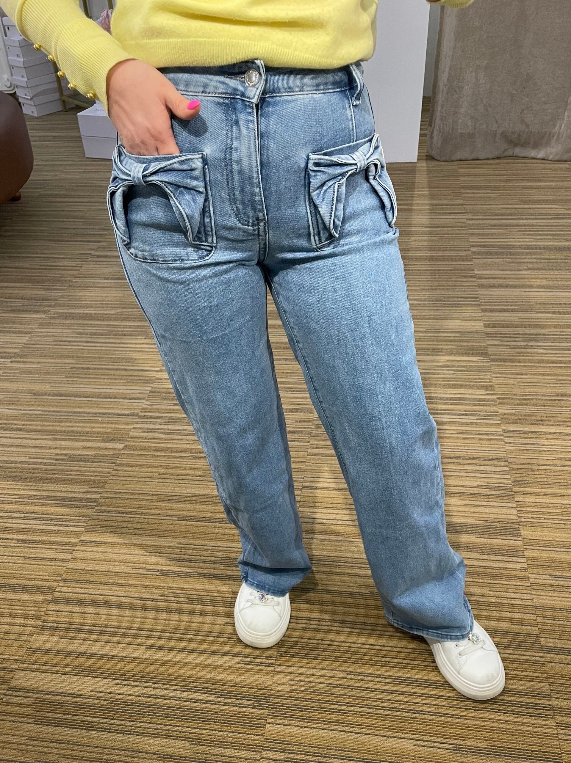 Jeansbroek met strik