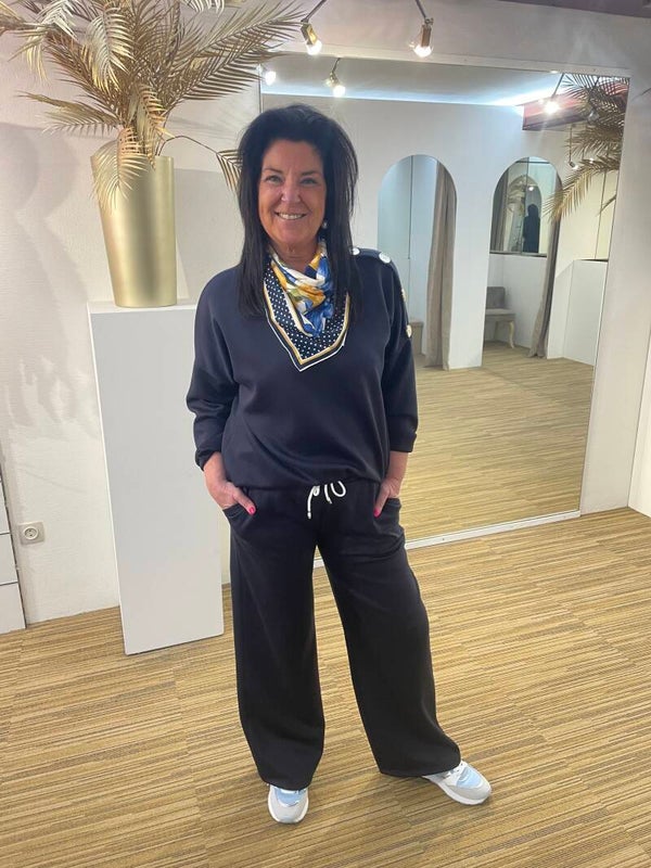 Comfy set donker blauw met sjaal