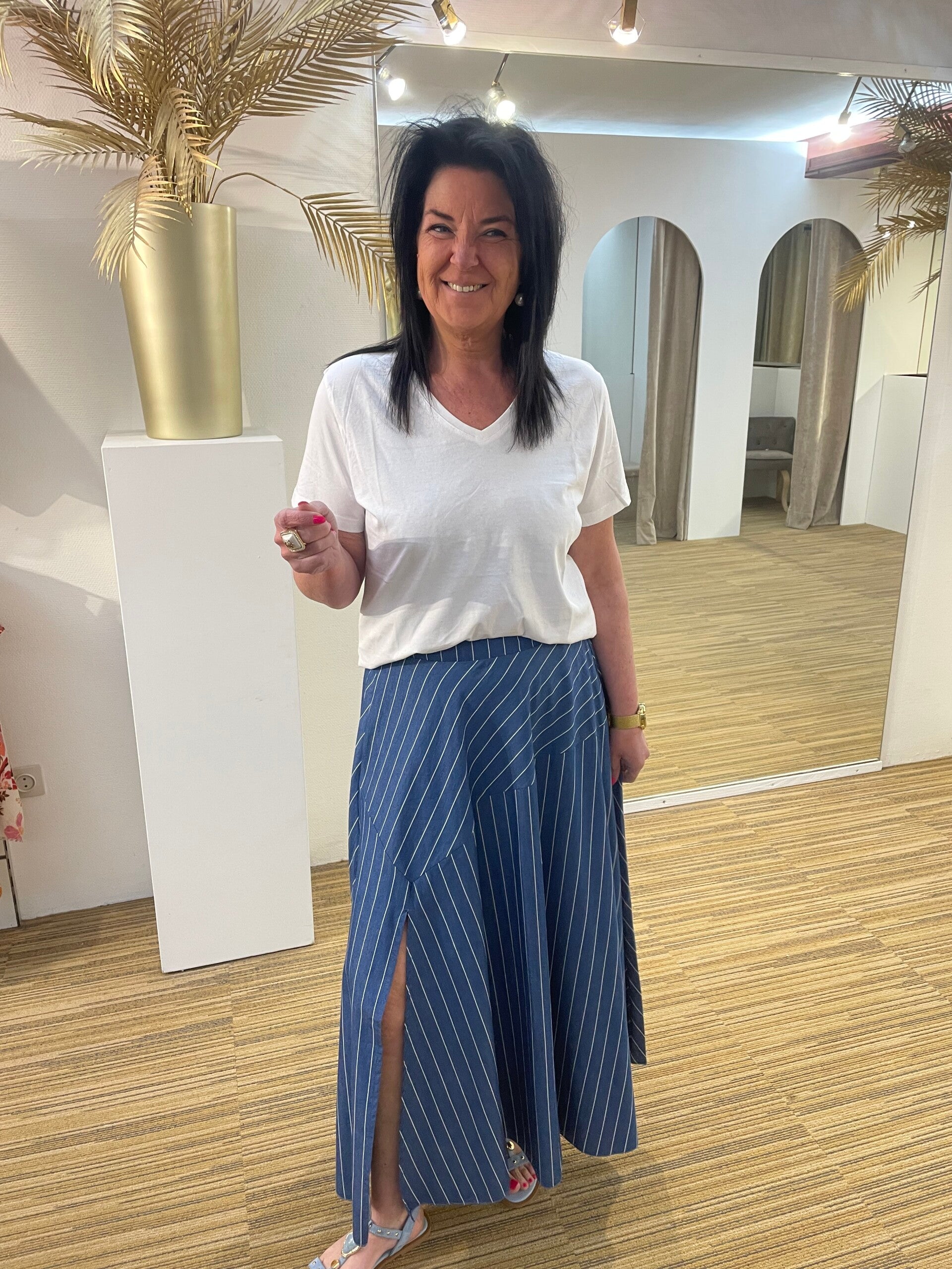 Gestreepte rok blauw