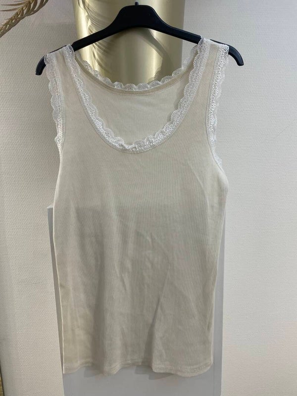 Wit/créme topje